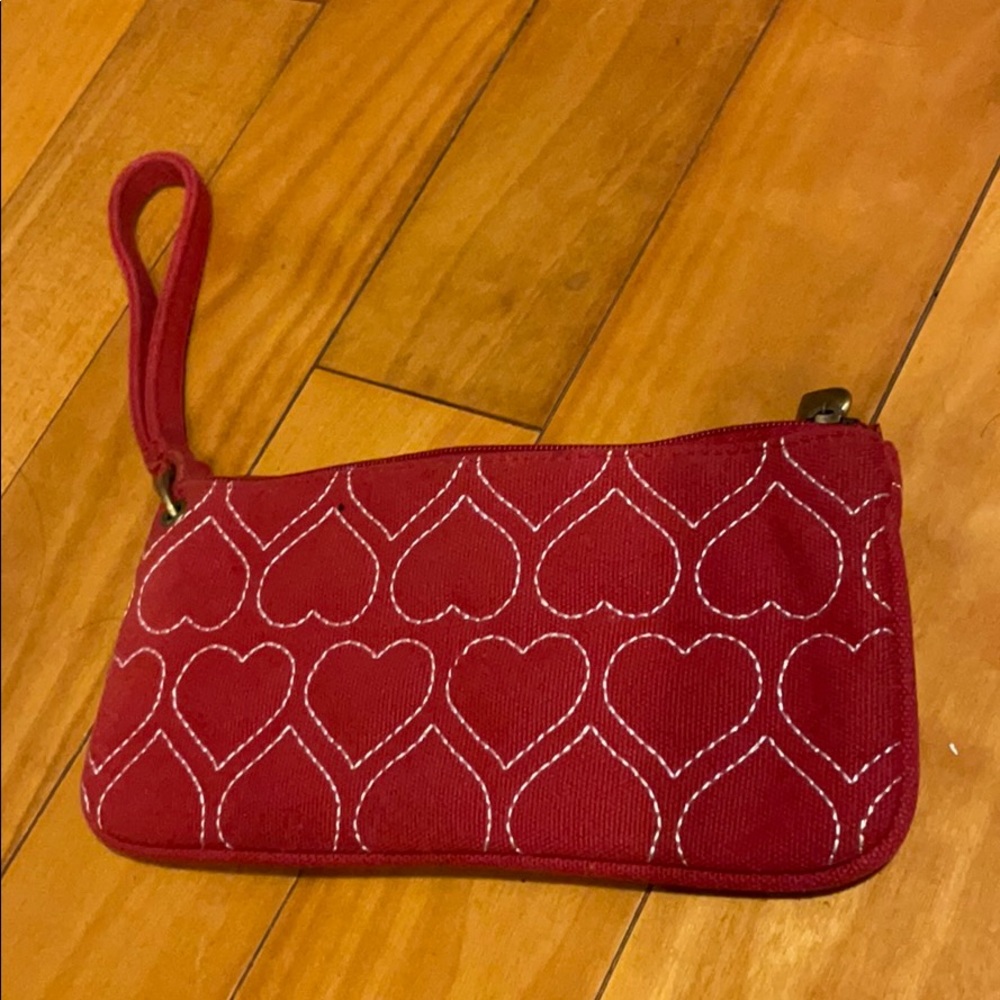 Cute red wristlet with white accent hearts
